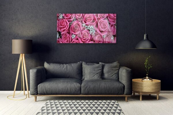 Tablou pe sticla Trandafiri roz Floral