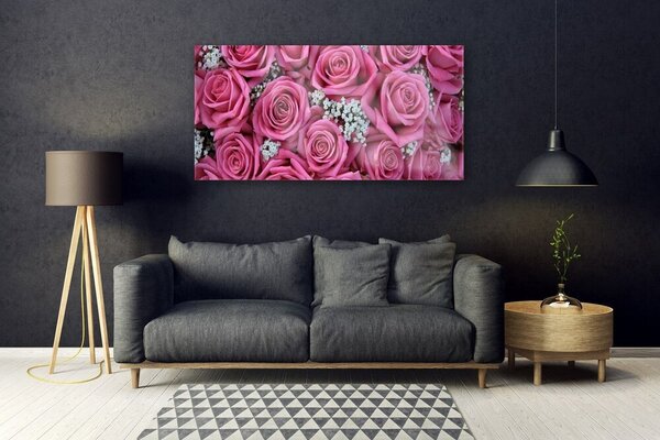 Tablou pe sticla Trandafiri roz Floral