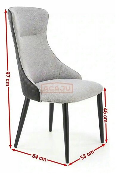 Scaun K434, gri/negru, stofa catifelata/piele ecologica, 53x54x97 cm