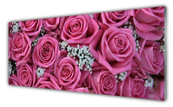 Panou sticla bucatarie Trandafiri roz Floral