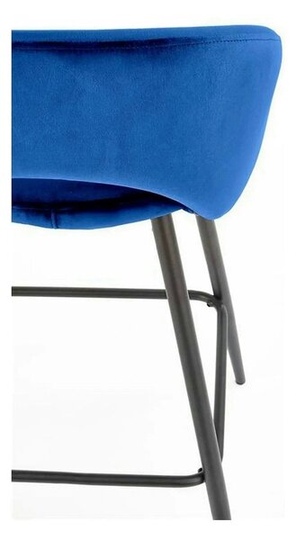 Scaun bar H96, albastru inchis/negru, stofa/otel, 48x49x89 cm
