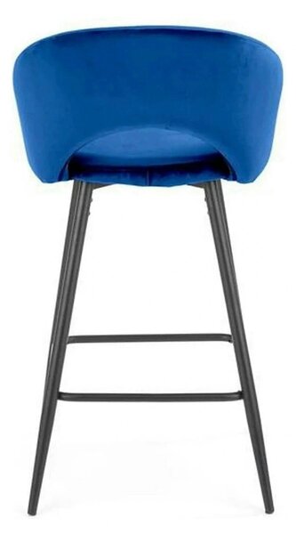 Scaun bar H96, albastru inchis/negru, stofa/otel, 48x49x89 cm