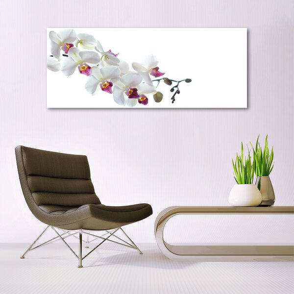 Tablou pe sticla Flori Floral alb