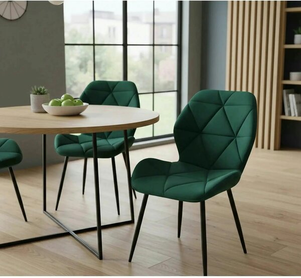 Scaun K453, verde, stofa catifelata/metal, 48x53x86 cm