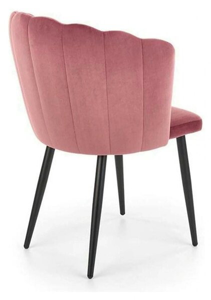 Scaun tapitat K386, roz/negru, stofa catifelat/metal, 60x58x84 cm