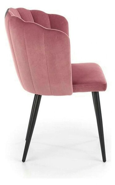 Scaun tapitat K386, roz/negru, stofa catifelat/metal, 60x58x84 cm
