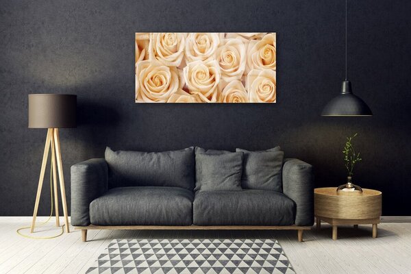 Tablou pe sticla Trandafiri Floral Galben