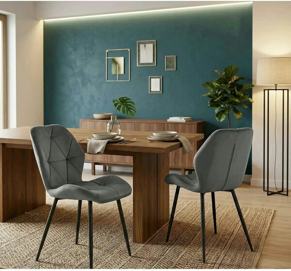 Scaun bucatarie material textil/metal K453, gri, 48x53x86 cm