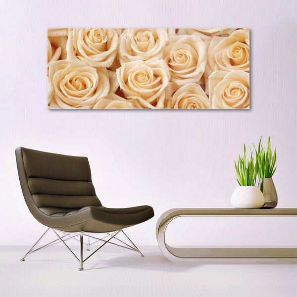 Tablou pe sticla Trandafiri Floral Galben