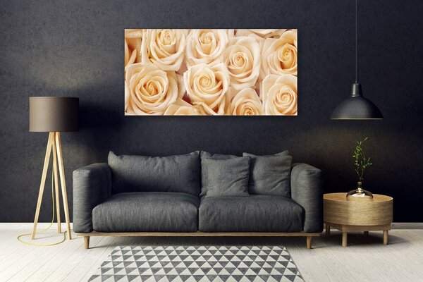 Tablou pe sticla Trandafiri Floral Galben