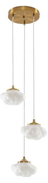 Lustră Pendul Lindby, Piatra, reglabil, Alb, Camera de zi, Sticlă, Modern