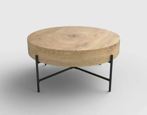 Masuta cafea BROOKLYN, stejar natural/negru, 80x80x37 cm