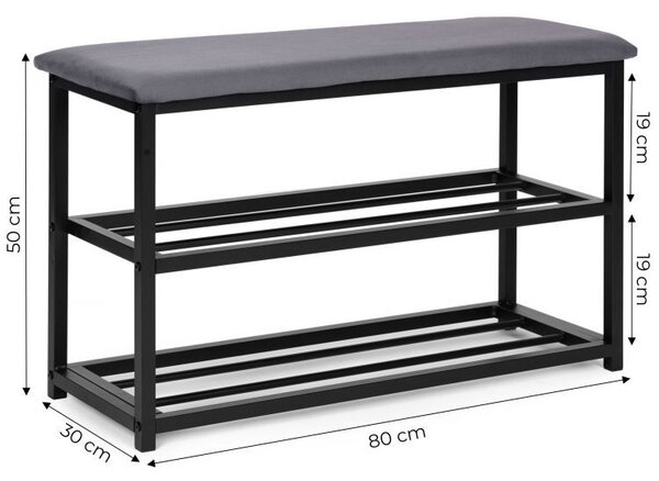 Suport pentru pantofi cu scaun tapițat 80 cm