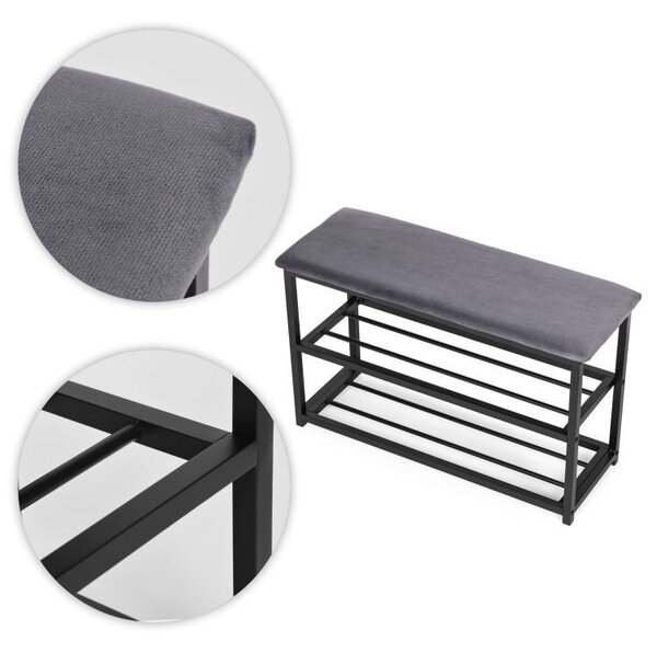 Suport pentru pantofi cu scaun tapițat 80 cm