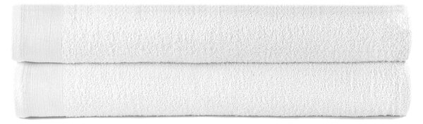 Prosoape de duș, 2 buc., alb, 70 x 140 cm, bumbac, 450 gsm