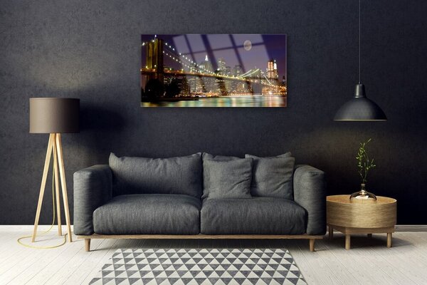 Tablou pe sticla Podul Arhitectura Brun Violet