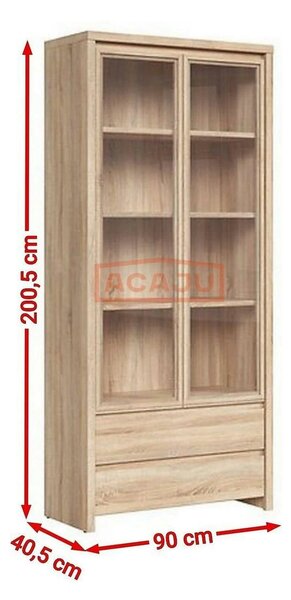 Vitrina KASPIAN, stejar sonoma, PAL, 90x41x201 cm