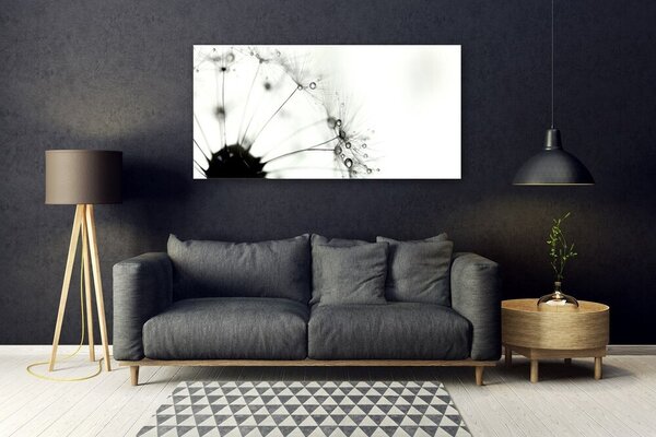 Tablou pe sticla Păpădie Floral Gri Negru