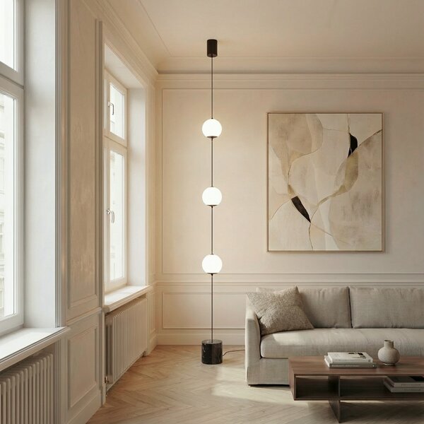 Lampadar Lucande, Darrow, reglabil, Alb, Camera de zi, Sticlă, Modern