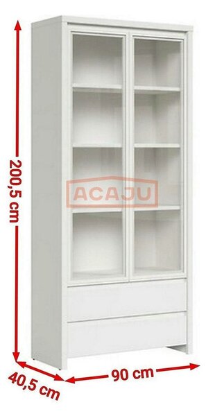 Vitrina KASPIAN, alb, PAL, 90x41x201 cm
