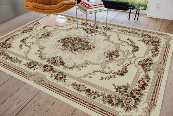 Set 3 Covoare Lotos 574, Crem Bej: 2 buc. 80x150 cm, 1 buc. 200x300 cm. Dreptunghi