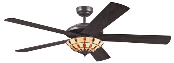 Ventilator de tavan Comet T cu lampă Tiffany - Westinghouse Westinghouse, Comet T, Lemn, Camera de zi, Lemn, Modern