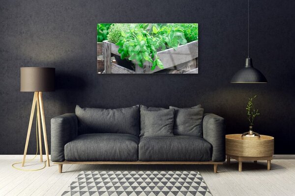 Tablou pe sticla Frunze verde florale