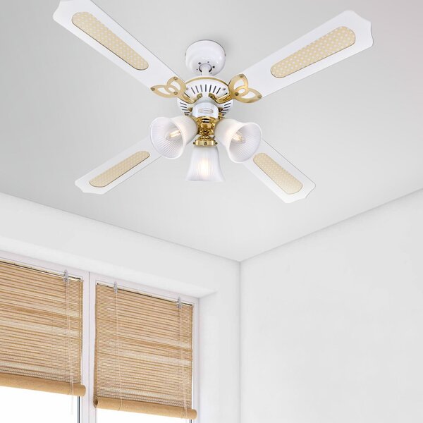 Ventilator Princess Trio alb, silențios, Ø 105 cm - Westinghouse Westinghouse, Princess Trio, Alb, Camera de zi, Lemn