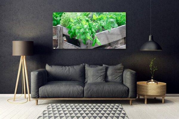 Tablou pe sticla Frunze verde florale