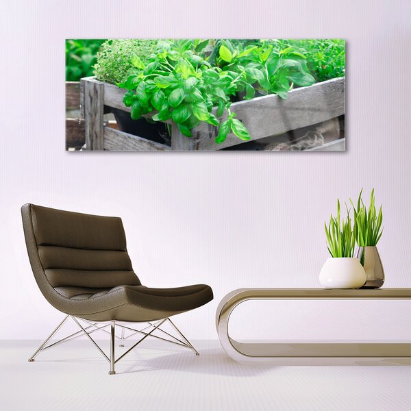 Tablou pe sticla Frunze verde florale