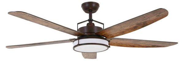 Ventilator de tavan Louisville cu lumină, culoare bronz, silențios - Beacon Beacon Lighting, Louisville, reglabil, Lemn, Camera de zi, Lemn