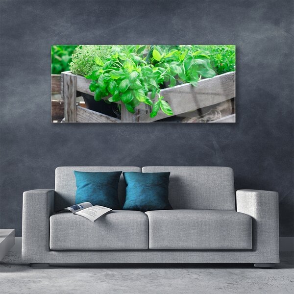 Tablou pe sticla Frunze verde florale