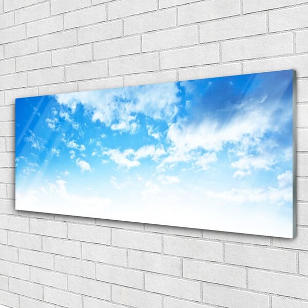 Tablou pe sticla Sky Peisaj Albastru Alb