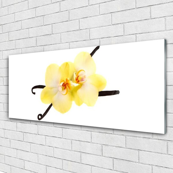 Tablou pe sticla Flori Floral Alb Galben Maro