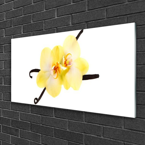 Tablou pe sticla Flori Floral Alb Galben Maro