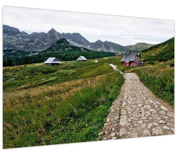 Tablou - Peisaj montan cu case (90x60 cm)