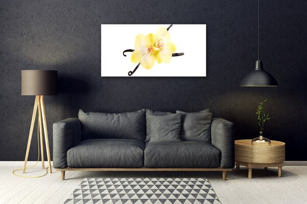 Tablou pe sticla Flori Floral Alb Galben Maro