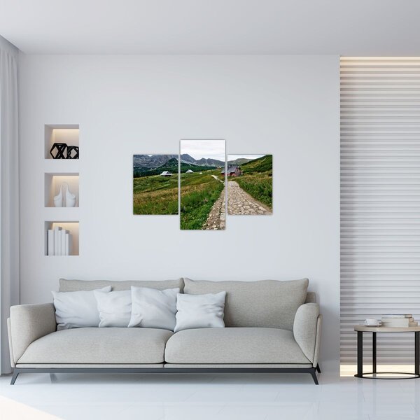 Tablou - Peisaj montan cu case (90x60 cm)