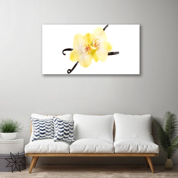 Tablou pe sticla Flori Floral Alb Galben Maro