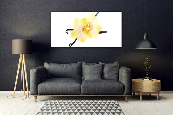 Tablou pe sticla Flori Floral Alb Galben Maro