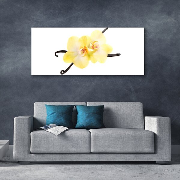 Tablou pe sticla Flori Floral Alb Galben Maro