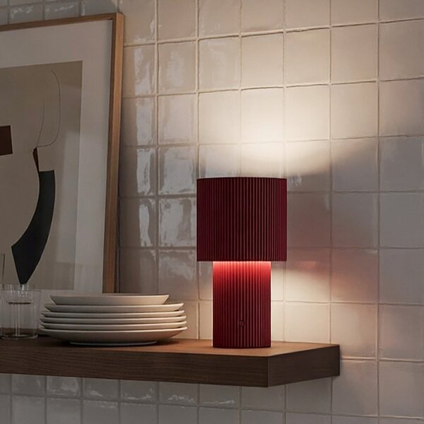Lampă de masă Herstal, Iluma, reglabil, Roșu, Camera de zi, Aluminiu, Modern
