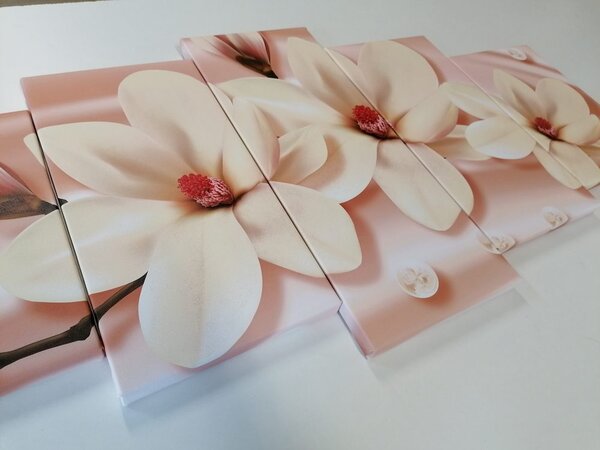 Tablou 5-piese magnolie de lux cu perle