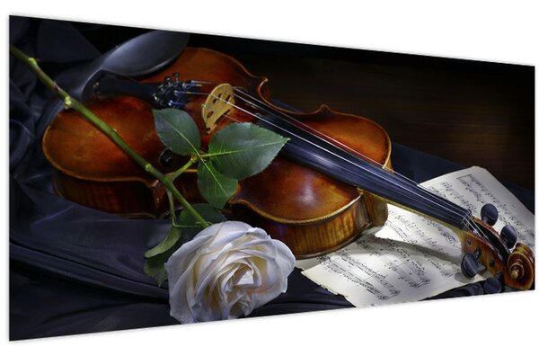 Tablou - Trandafiri și vioară (120x50 cm)