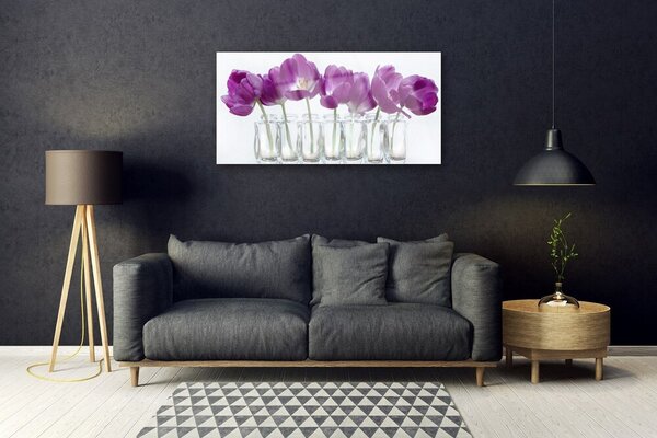Tablou pe sticla Flori roz Floral