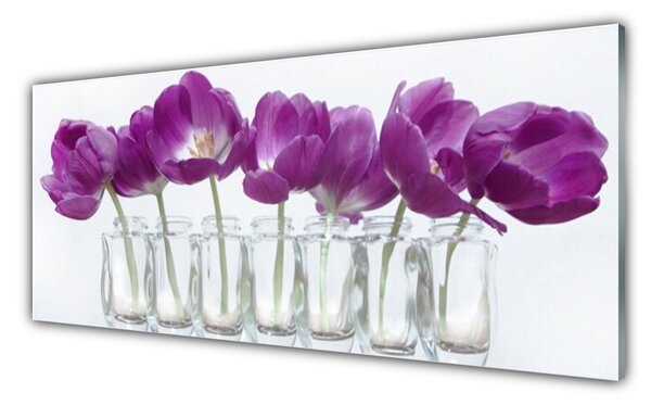 Tablou pe sticla Flori roz Floral