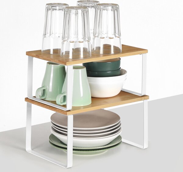 Set de organizatoare din bambus CEZAR, 2 piese, maro/albă SongmicsHome