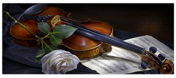 Tablou - Trandafiri și vioară (120x50 cm)