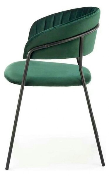 Scaun K426, verde inchis/negru, stofa catifelata/metal, 57x54x79 cm