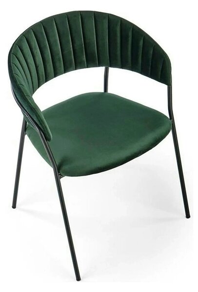 Scaun K426, verde inchis/negru, stofa catifelata/metal, 57x54x79 cm